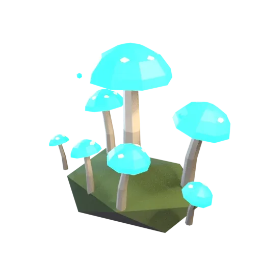 Mushrooms: a generated low-poly game asset